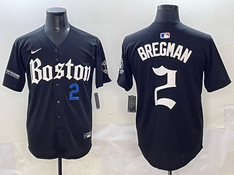 Men 2025 Boston Red Sox #2 Bregman Black Five generations Joint Name Nike MLB Jersey style 29->boston red sox->MLB Jersey